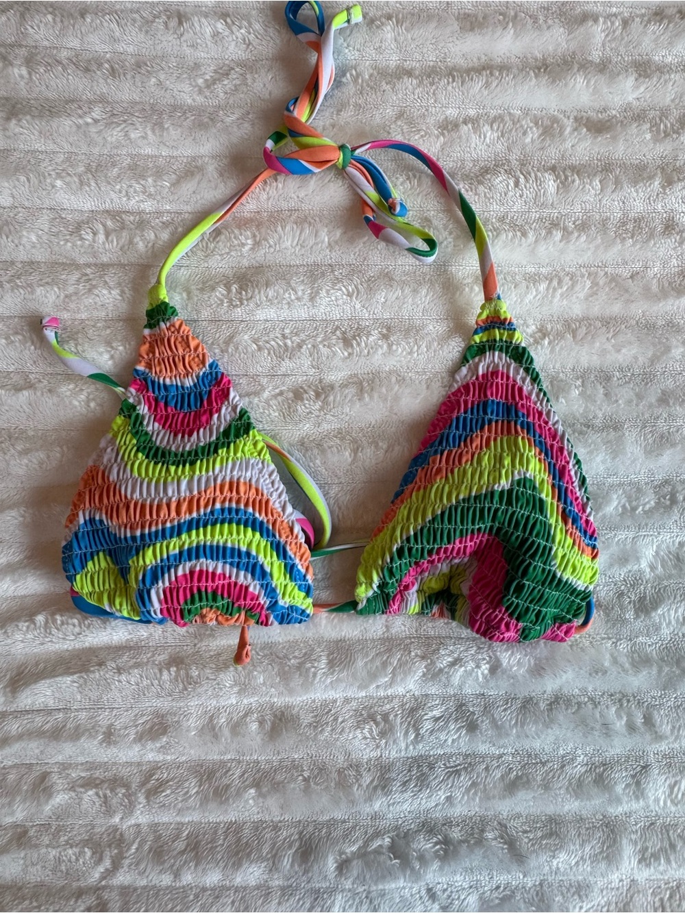 Colorful Neon Triangle Bikini Top